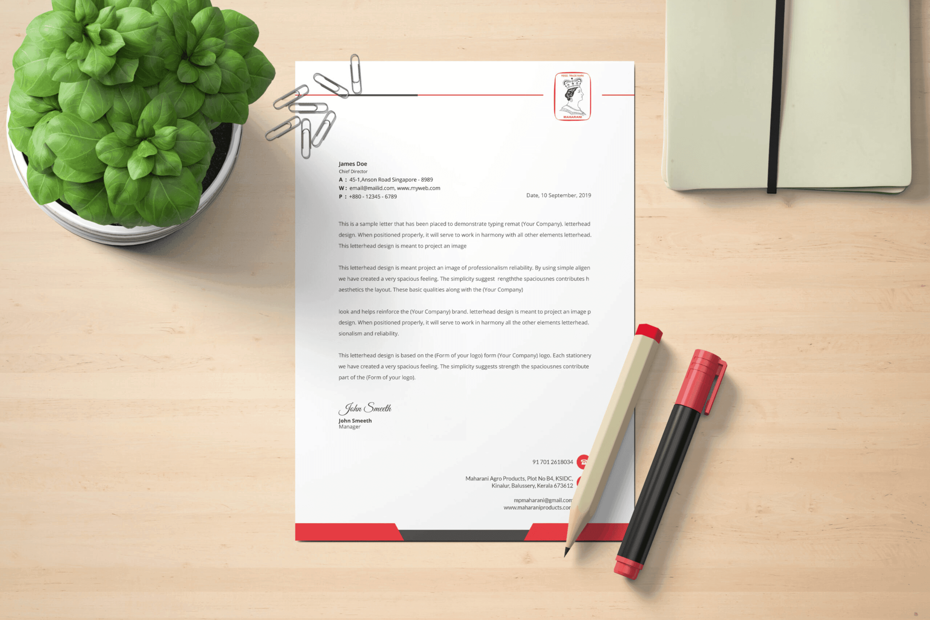 Maharani Agro Products Letterhead